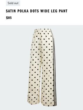 Adidas Satin Polka Dot Wide-Leg Pants (Sold out on site) Size M/Medium
